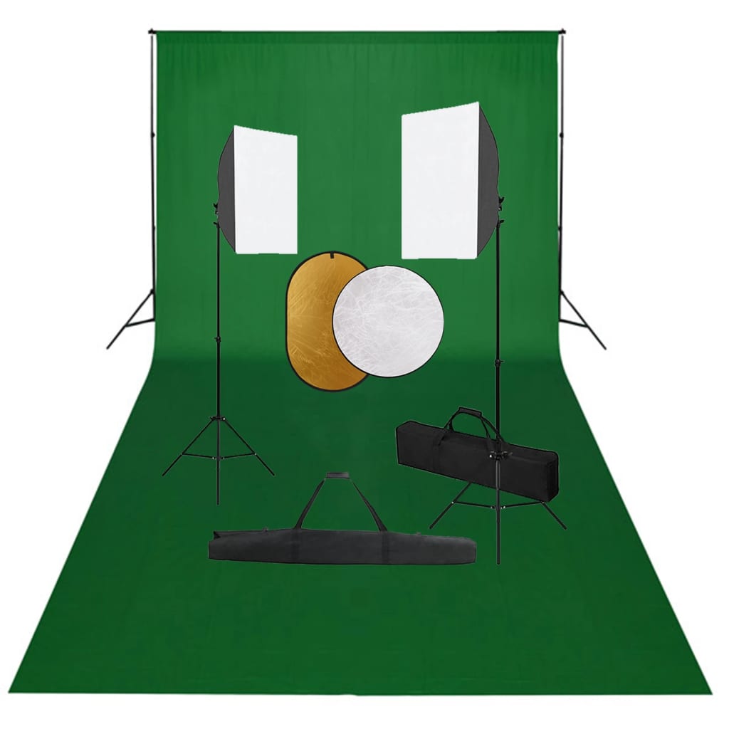 Kit Studio - Fond vert + Support + Lumières + Réflecteurs