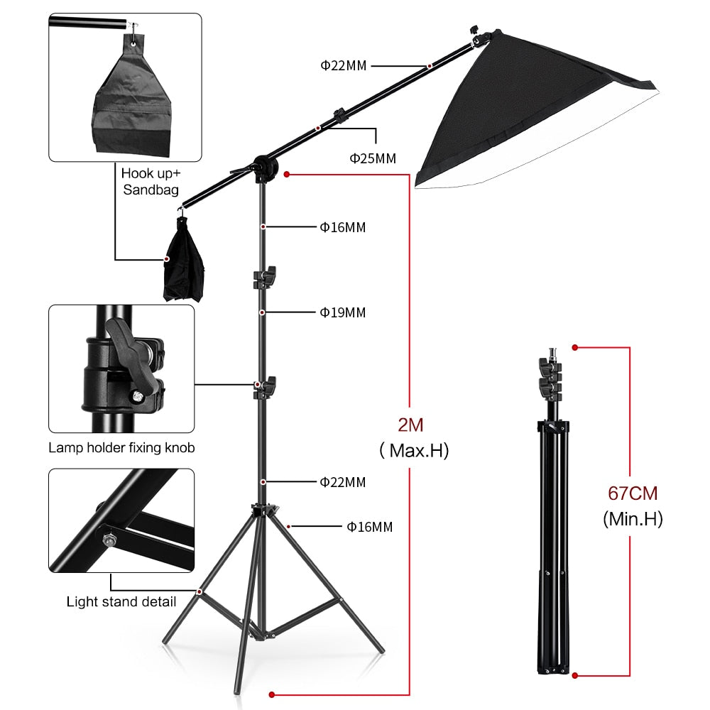 Kit Complet Fond Vert + Support + Éclairage