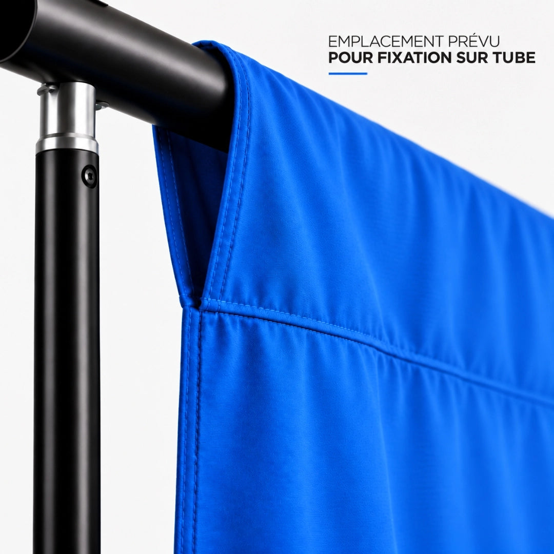 fixation toile fond bleu