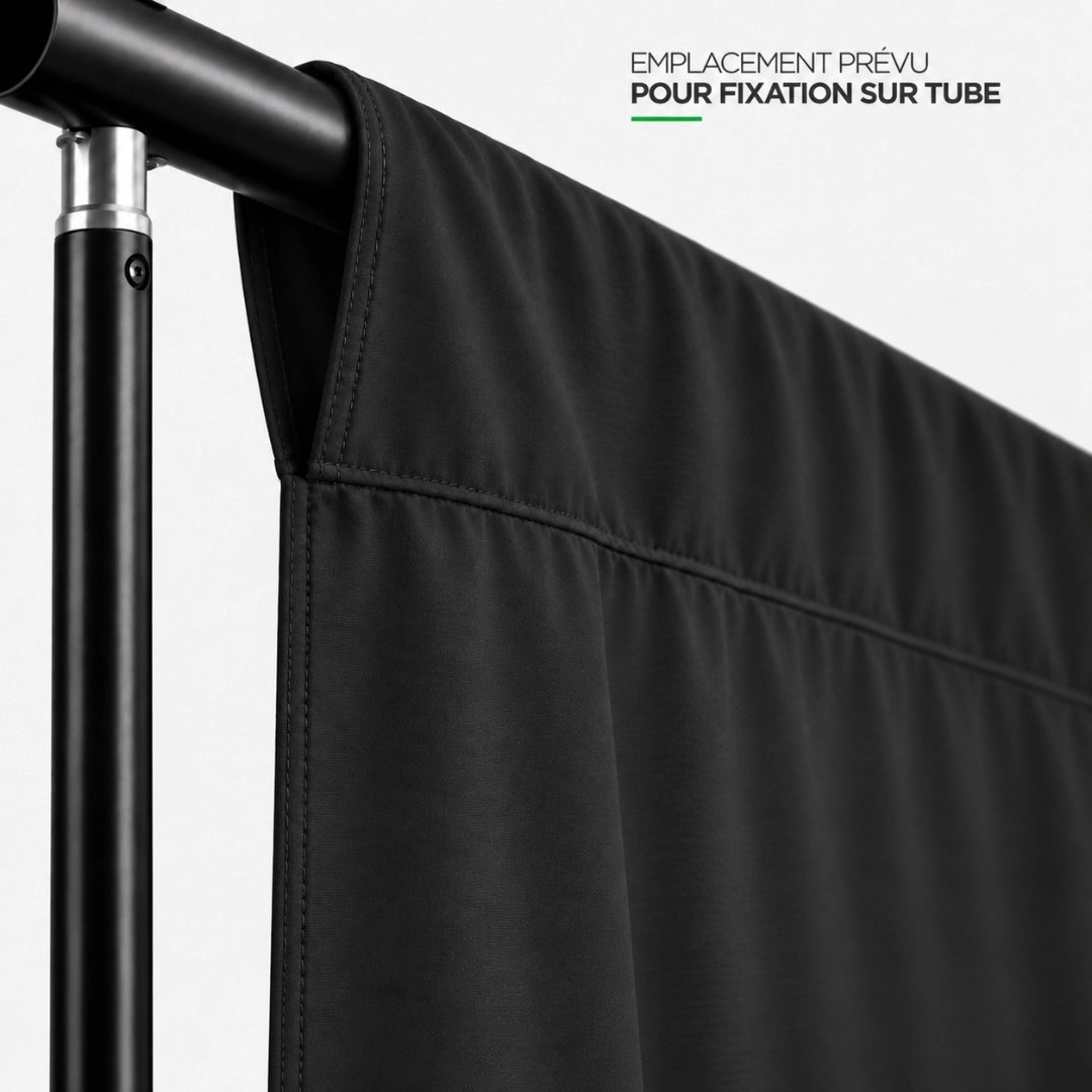 fixation toile fond noir