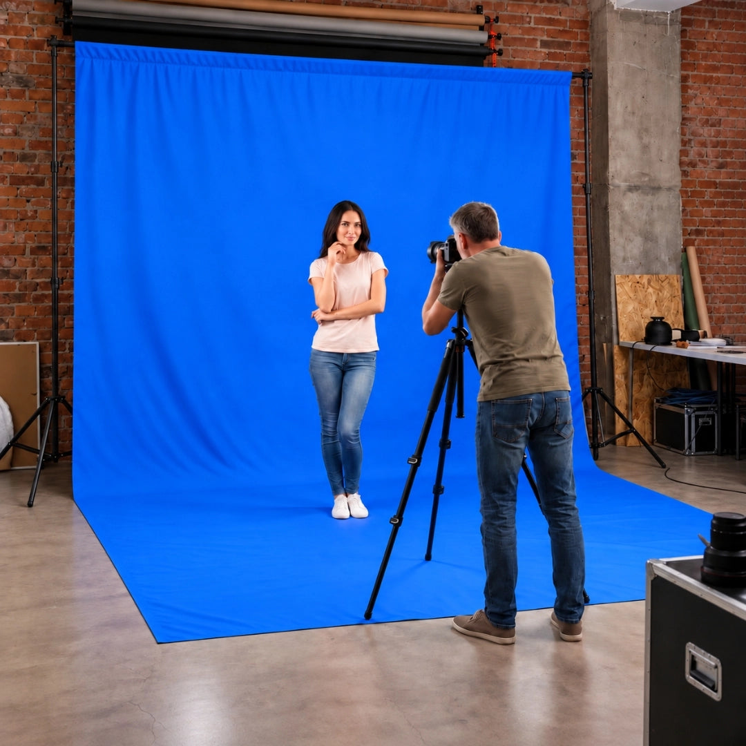 fond bleu photo studio