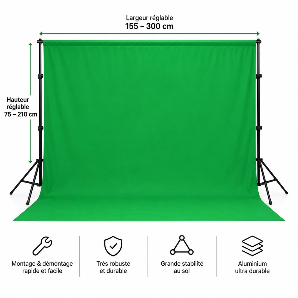 fond vert studio photo 300 x 300 cm