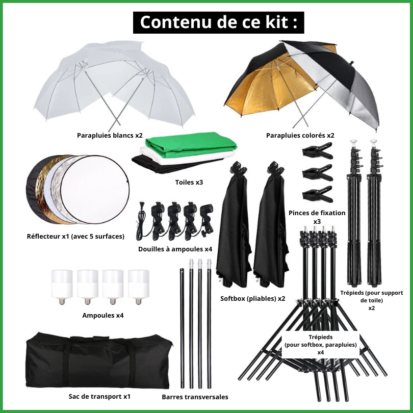 kit complet fond vert photo studio