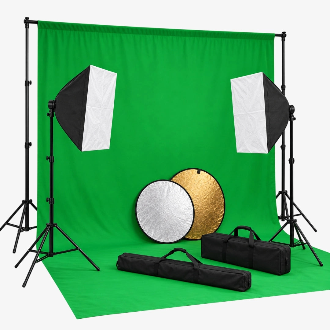 kit studio photo complet fond vert