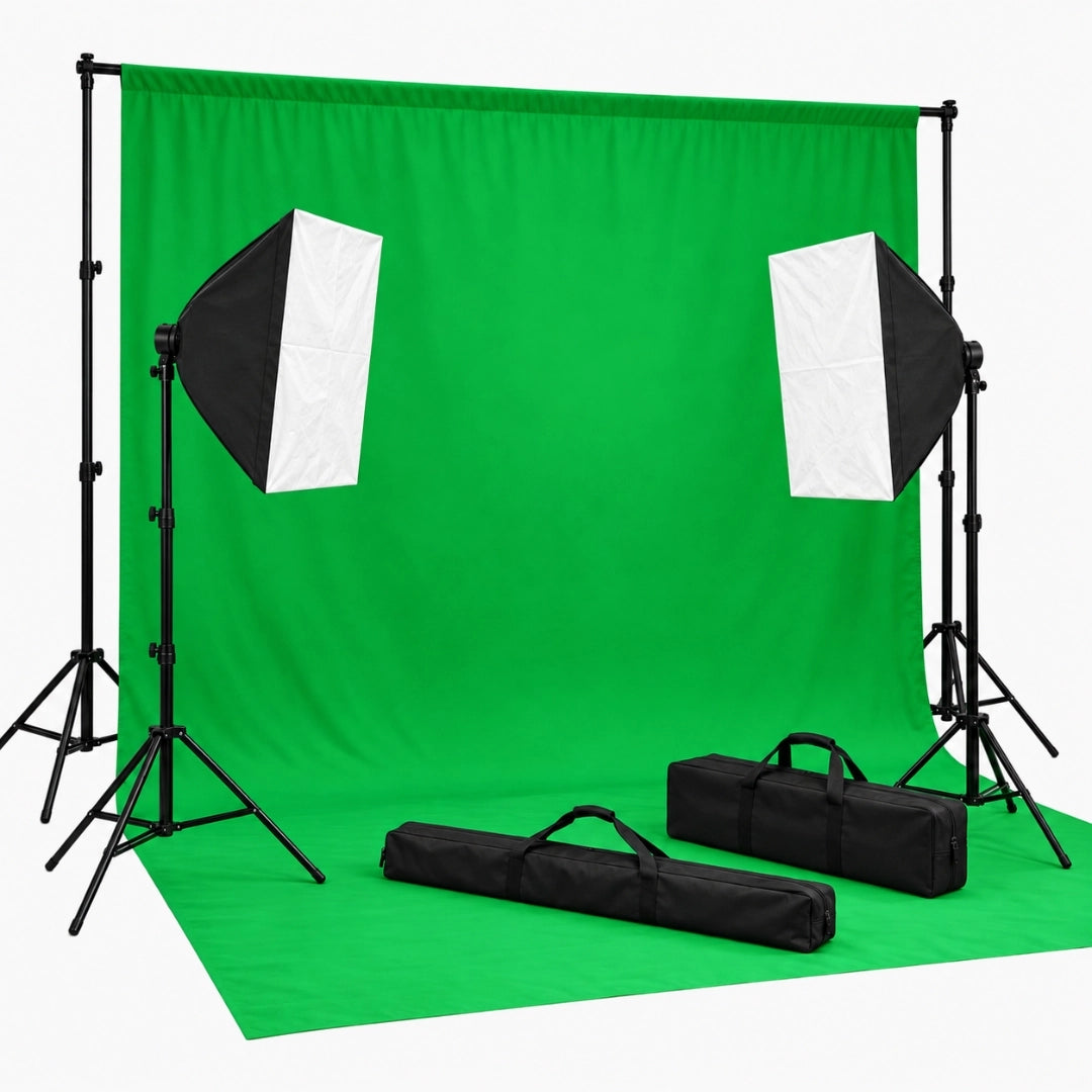 kit studio photo éclairage toile verte