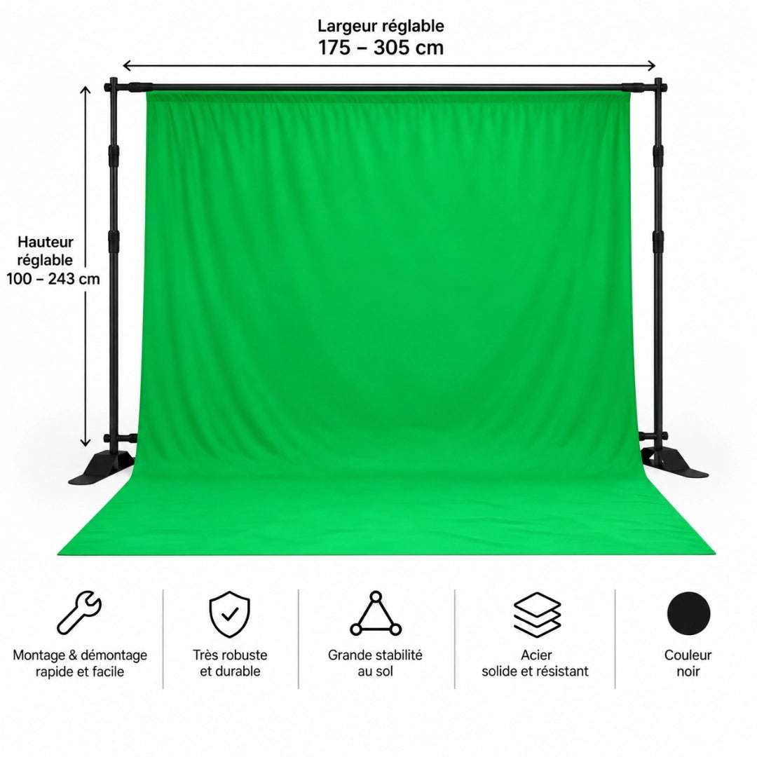 support fond vert acier